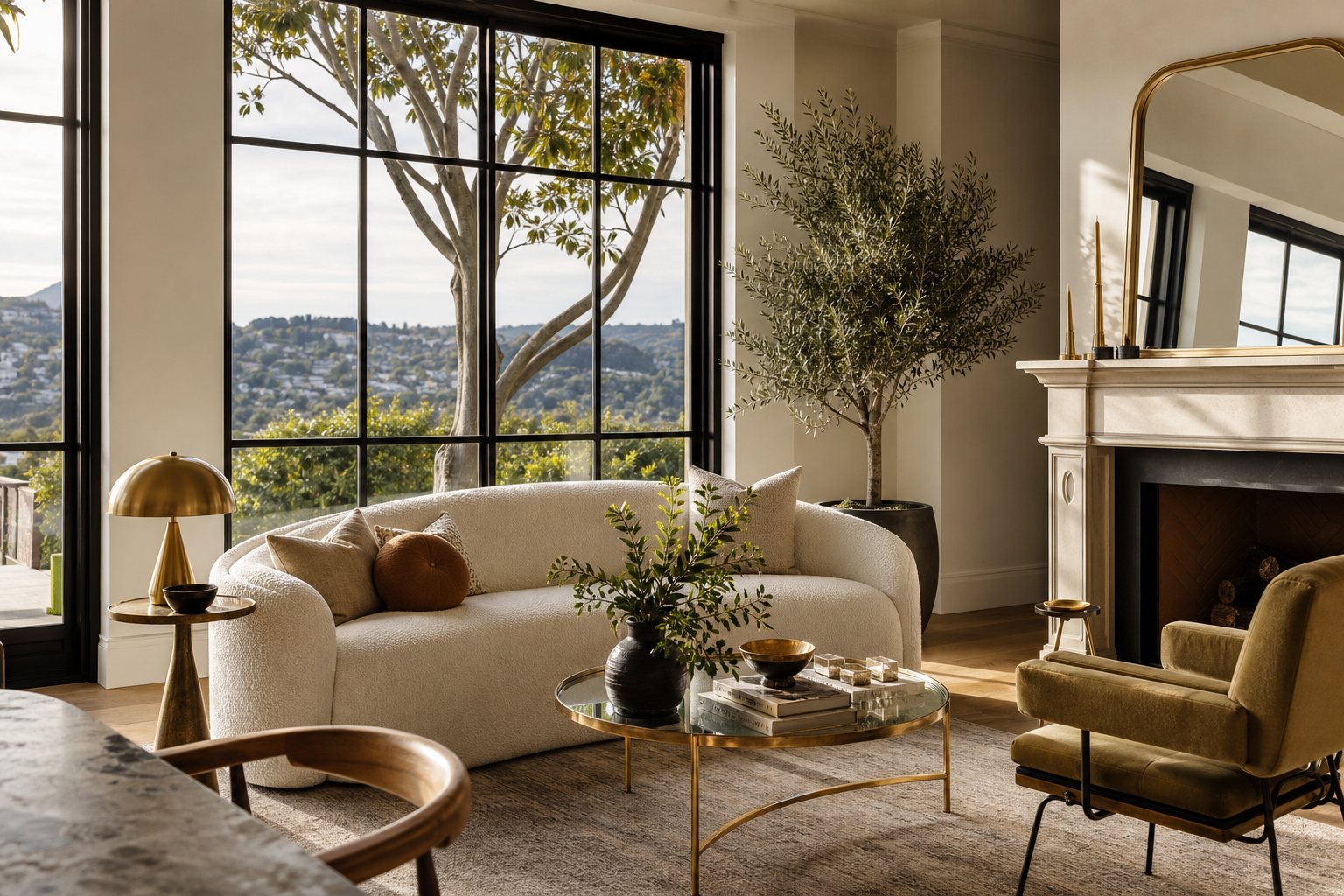 Staged living room in a Bay Area home