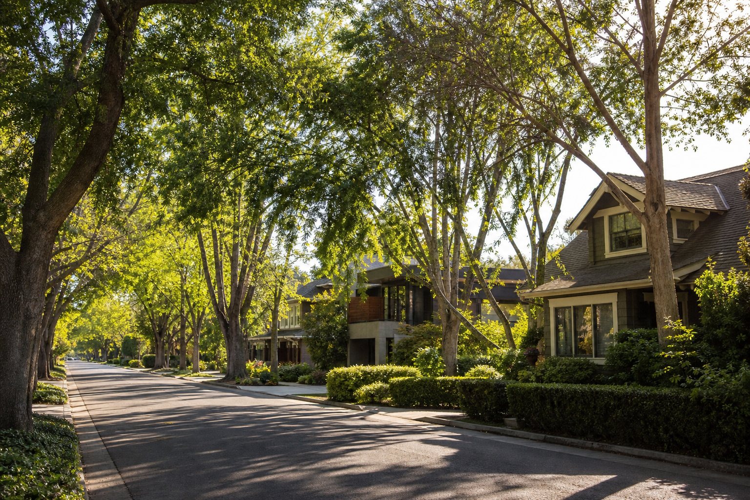 Tree-lined residential street on the Peninsula